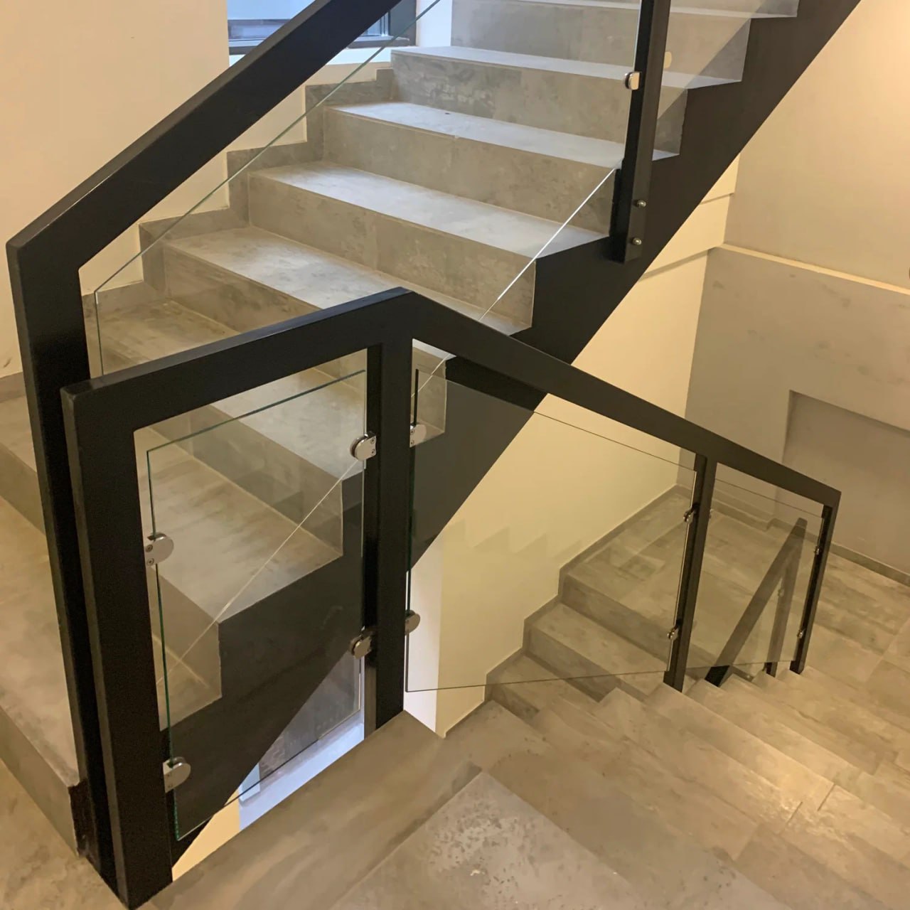 Glass and metal staircase